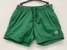 MONCLER SLIM FIT MID-LENGTH LOGO-APPLIQUED SWIM SHORTS GREEN SIZE 7 RRP- £271