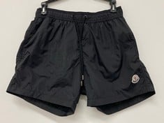 MONCLER SLIM FIT MID-LENGTH LOGO-APPLIQUED SWIM SHORTS BLACK SIZE 7 RRP- £271