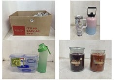 BOX OF ASSORTED ITEMS TO INCLUDE MININOO LARGE THERMAL WATER JUG IN PASTEL PINK / BLUE