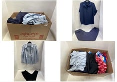 BOX OF APPROX 20 X ASSORTED ADULT CLOTHING TO INCLUDE MNG LONG SLEEVE SHIRT LIGHT BLUE SIZE EUR-M