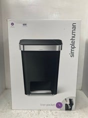 SIMPLEHUMAN 45L BLACK PLASTIC RECTANGULAR STEP CAN RRP- £110