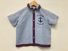 GUCCI BABY SHIRT WITH ANCHOR EMBROIDERY IN BLU SIZE 12-18 MONTHS