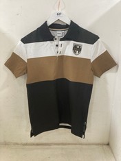 BOSS MENS POLO SHIRT IN BLACK / TAN / WHITE SIZE M-S