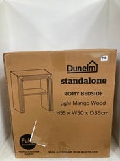 2 X STANDALONE ROMY BEDSIDE TABLE IN LIGHT MANGO WOOD - TOTAL LOT RRP £180