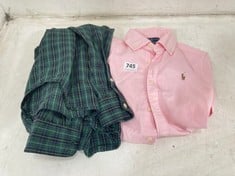 2 X ASSORTED CLOTHES TO INCLUDE RALPH LAUREN BUTTON UP SHIRT IN PINK SIZE 8