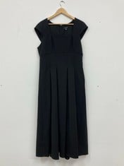 KAREN MILLEN CLEAN TAILORED SQUARE NECK FULL SKIRTED MIDI DRESS IN BLACK SIZE 16 - RRP £229