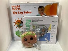 3 X ASSORTED BABY ITEMS TO INCLUDE BRIGHT STARTS ZIG ZAG ZEBRA WALKER