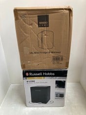 RUSSELL HOBBS 8L BLACK GLASS COOLER AND SENSIO HOME 10L MINI FRIDGE AND WARMER