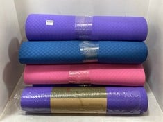 8 X ASSORTED YOGA MATS TO INCLUDE 3 X PURPLE YOGA MATS