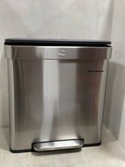 SONGMICS KITCHEN BIN WITH 2 INNER BUCKETS 2 X 30L STAINLESS STEEL LTB202E01 - RRP £101