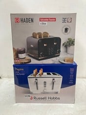 HADEN SALCOMBE 4 SLICE TOASTER BLACK TO INCLUDE RUSSELL HOBBS INSPIRE WHITE 4 SLICE TOASTER