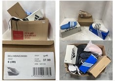 BOX OF ASSORTED KIDS FOOTWEAR TO INCLUDE ADIDAS ADILETTE AQUA K BLUE SLIDERS - SIZE 1