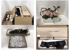 BOX OF ASSORTED ITEMS TO INCLUDE ARTIFICIAL PINK ROSE IN VASE