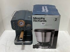 SWAN NORDIC COLLECTION PUMP ESPRESSO COFFEE MACHINE - MODEL NO. SK22110GRYN - RRP £110 TO INCLUDE MORPHY RICHARDS EQUIP FILTER COFFEE MACHINE - MODEL NO. CM162501CUK