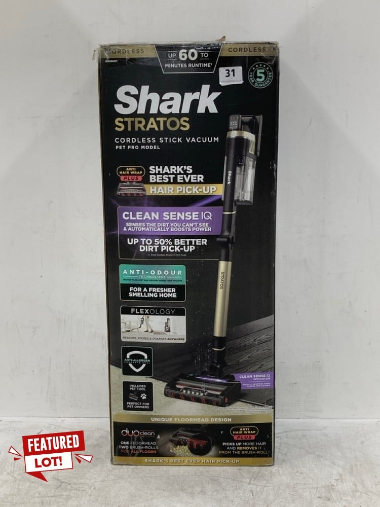 SHARK STRATOS ANTI HAIR WRAP PLUS PET PRO CORDLESS VACUUM IZ400UKT - RRP £379