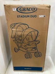 GRACO STADIUM DUO TANDEM DOUBLE PUSHCHAIR IN BLACK/GREY - RRP £159