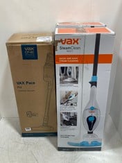 2 X VAX STEAM CLEAN MULTIFUNCTION STEAM MOP S85-CM TO INCLUDE VAX ONEPWR PACE PET CORDLESS VACUUM CLEANER - MODEL NO. CLSV-VPKA - RRP £139