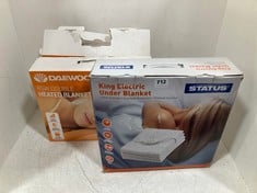 2 X DAEWOO 85W DOUBLE HEATED BLANKET TO INCLUDE STATUS KING ELECTRIC UNDERBLANKET