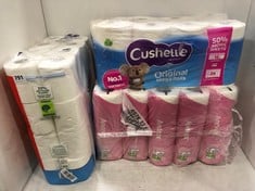 3 X ASSORTED TOILET ROLLS TO INCLUDE ANDREX FAMILY SOFT CLEAN GENTLE CARE 5 X 9 TOILET ROLLS