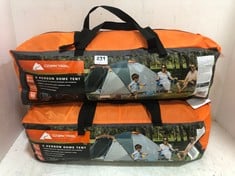 2 X OZARK TRAIL 4 PERSON DOME TENT GREY/ORANGE