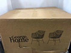 GEORGE HOME MULLAN STEEL K.D RATTAN DINING CHAIR 2PK - RRP £119