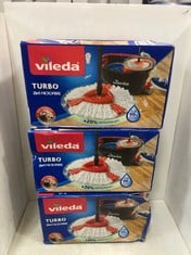 3 X VILEDA TURBO 2IN1 MICROFIBRE MOP