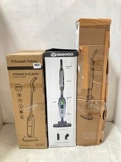 3 X ASSORTED CLEANING APPLIANCES TO INCLUDE DAEWOOD TORNADO ESSENTIAL CORDED UPRIGHT AND HANDHELD VACUUM CLEANER