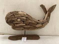 4 X STONE THE CROWS LARGE WHALE ON PLINTH-LNG 40.5CMS - TOTAL RRP £220