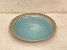 8 X STONE THE CROWS SMALL PLATTER - DUCK EGG BLUE -DIAMETER 30CMS - TOTAL RRP £400