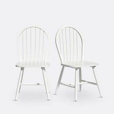 LA REDOUTE INTERIEURS SET OF 2 WINDSOR SPINDLE BACK CHAIRS WHITE GAU433 - RRP £199