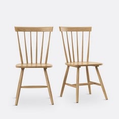 LA REDOUTE INTERIEURS SET OF 2 JIMI SOLID WOOD SPINDLE BACK CHAIRS NATURAL GAU421 - RRP £199