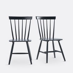 LA REDOUTE INTERIEURS SET OF 2 JIMI SOLID WOOD SPINDLE BACK CHAIRS BLACK GAU421 - RRP £199