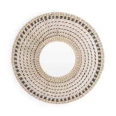 LA REDOUTE INTERIEURS MACIO 50CM DIAMETER WOVEN GRASS MIRROR GNX184 - RRP £26 AND LA REDOUTE INTERIEURS NATURAL CLOCK