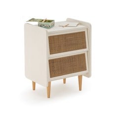 LA REDOUTE INTERIEURS TAGA CANE 2-DRAWER BEDSIDE TABLE WHITE GIA705 - RRP £135