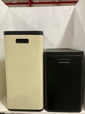 JOHN LEWIS 2 SECTION RECYCLING BIN WITH HANDLES 60L IN CREAM - RRP £100 AND JOHN LEWIS 2 SECTION RECYCLING BIN WITH HANDLES 40L IN BLACK- RRP £85