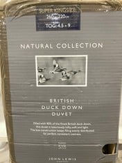 JOHN LEWIS NATURAL COLLECTION BRITISH DUCK DOWN DUVET IN SIZE SUPER KING 260 X 220CM (TOG: 4.5+9)-RRP £105