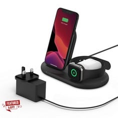 BELKIN 3-IN-1 WIRELESS CHARGER FOR IPHONE, APPLE WATCH AND AIRPODS - BLACK - RRP £99.99