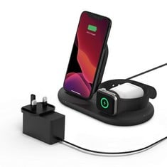 BELKIN 3-IN-1 WIRELESS CHARGER FOR IPHONE, APPLE WATCH AND AIRPODS - BLACK - RRP £99.99