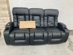 MANUAL 3 SEATER LEATHER RECLINER SOFA IN BLACK (ZONE 2)