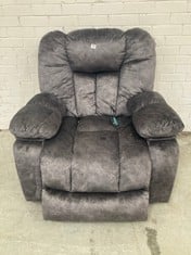 ELECTRIC POWER RECLINER ARMCHAIR IN DARK GREY VELVET (ZONE 3)