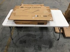 5FT FOLDING PICNIC TABLE IN WHITE TO INCLUDE GREENHURST DOOR CANOPY IN BLACK (ZONE 4)