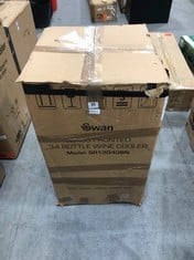 SWAN GLASS FRONTED 34 BOTTLE WINE COOLER - MODEL NO. SR12040BN - RRP £250 (ZONE 2)