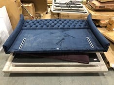 4 X ASSORTED HEADBOARDS TO INCLUDE APPROX 170CM PADDED HEADBOARD IN NAVY VELVET (PARTS) (ZONE 5)