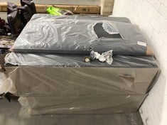 APPROX 135CM BED BASE IN DARK GREY VELVET WITH HEADBOARD (ZONE 5) (KERBSIDE PALLET DELIVERY)