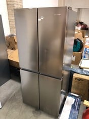 HISENSE FREESTANDING AMERICAN STYLE 4 DOOR FRIDGE FREEZER IN STAINLESS STEEL - MODEL NO. RQ563N4AI1 - RRP £1879 (ZONE 5)