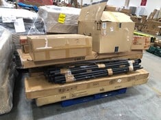 PALLET OF ASSORTED FURNITURE / PARTS TO INCLUDE SEVILLE 4 DOOR 2 DRAWER WARDROBE IN GREY GLOSS (BOX 1/3, PART ONLY) (ZONE 7)