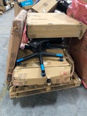 PALLET OF ASSORTED ITEMS TO INCLUDE OVERSTEEL GAMING CHAIR IN BLACK / BLUE LEATHER (PART) (ZONE 7)