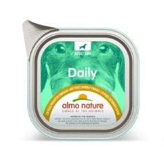 APPROX X40 ASSORTED DOG FOOD TO INCLUDE ALMO NATURE DAILY MENU DOG NO GRAIN PATÉ WITH CHICKEN/HAM AND CHEESE, 100 G, PACK OF 32, PETELLO YAK CHEESE DOG CHEW LONG LASTING HIMALAYAN CHEW FOR DOGS HIMAL