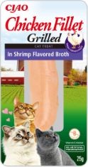 BOX OF ASSORTED PET FOOD TO INCLUDE CIAO GRILLED CHICKEN FILLET IN SHRIMP FLAVOURED BROTH BY INABA - 1 PACKS (25G TOTAL) / CAT TREAT, DELICIOUS & HEALTHY SNACK, FOOD TOPPER, PILL ASSIST, TRAINING TRE