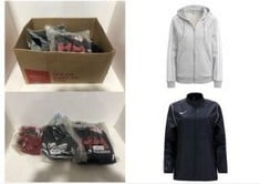 20X ASSORTED BRANDED CLOTHING NIKE BV6895-010 REPEL PARK20 JACKET WOMEN'S BLACK/WHITE/WHITE SIZE M, ADIDAS WOMEN'S ESSENTIALS 3-STRIPES FULL-ZIP FLEECE HOODED TRACK TOP, MEDIUM GREY HEATHER/WHITE, 2X